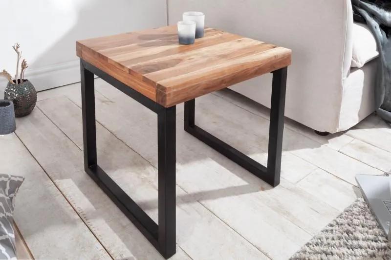 IIG -  Priemyselný príručný stolík ELEMENTS 45 cm akáciové drevo