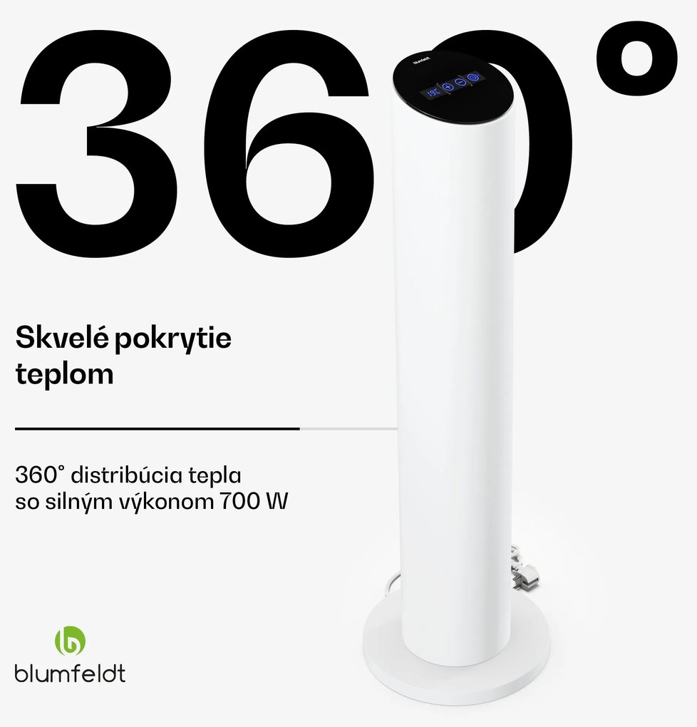 Blumfeldt SmartFlow Tower infračervený sálavý ohrievač, 700 W, 360° distribúcia tepla, WLAN-ovládanie