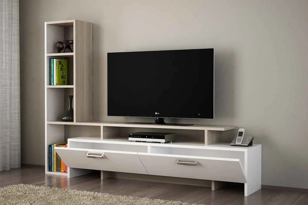 Dizajnový TV stolík Haddie 168,2 cm biely