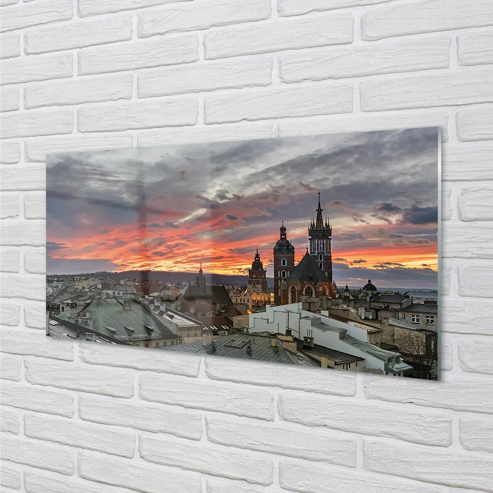 Obraz na akrylátovom skle Krakow sunset panorama 125x50 cm