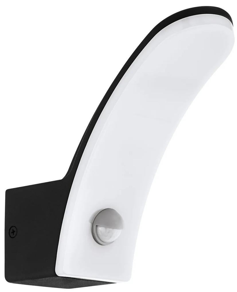 EGLO Vonkajšie designové nástenné LED svietidlo FIUMICINO, čiernobiele, čidlo