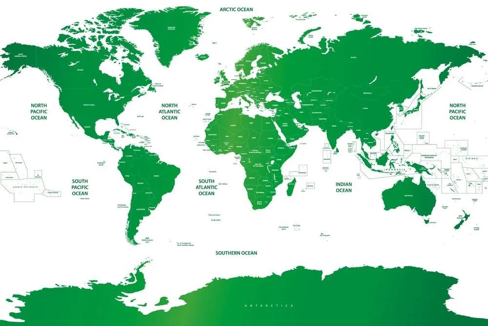 Tapeta mapa sveta s jednotlivými štátmi v zelenej farbe - 300x200