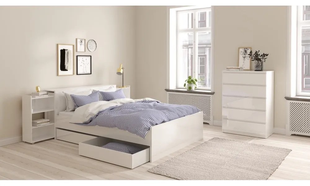 Biele zásuvky pod posteľ v súprave 2 ks 90x190/140x190 cm Naia – Tvilum