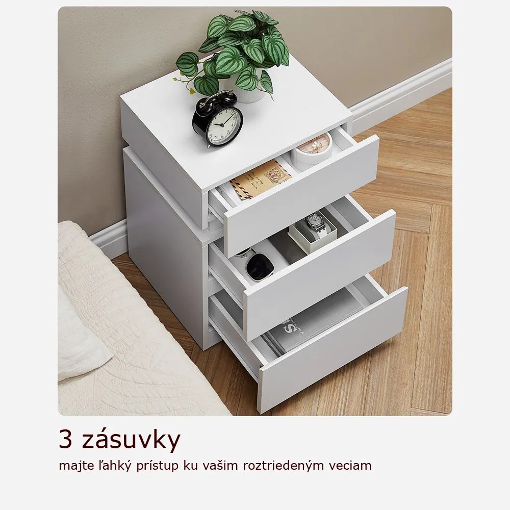 Nočný stolík s podsvietením DAVY, 40x35x55cm, biela Vasagle