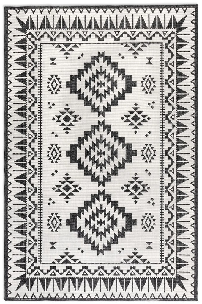 Kusový koberec Gemini 106019 Black z kolekcie Elle – na von aj na doma, 80x150, čiernobiela, chodba / predsieň, ELLE Decoration