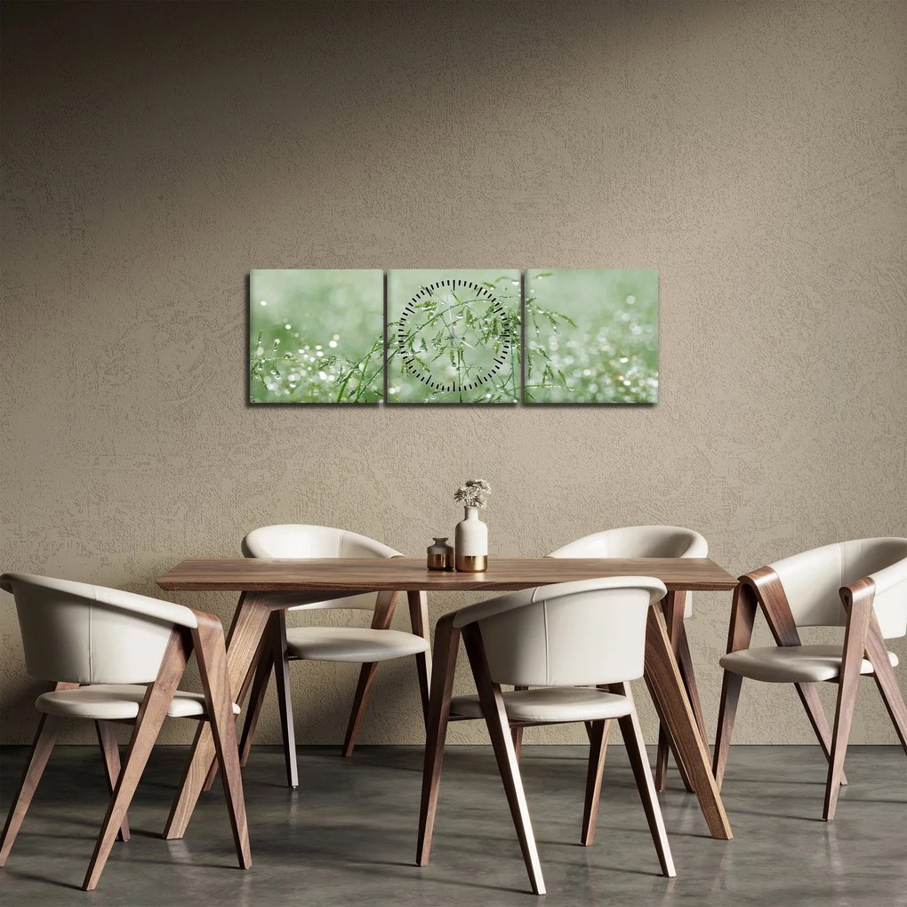 Obraz - Rosa v tráve (s hodinami) (90x30 cm)