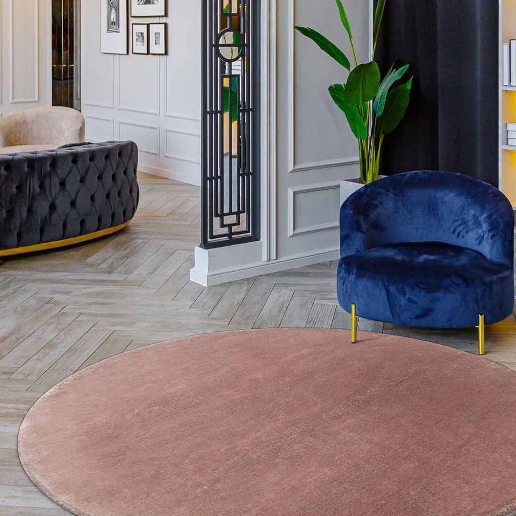 Dywany Łuszczów, Kusový koberec Visco Rabbit Pink 8 kruh, 120x120 (priemer) kruh, ružová, detská izba