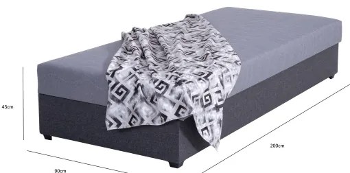 Čalúnená válenda s úložným priestorom JACOB XL nosnosť 130 kg 90x200 cm sivá