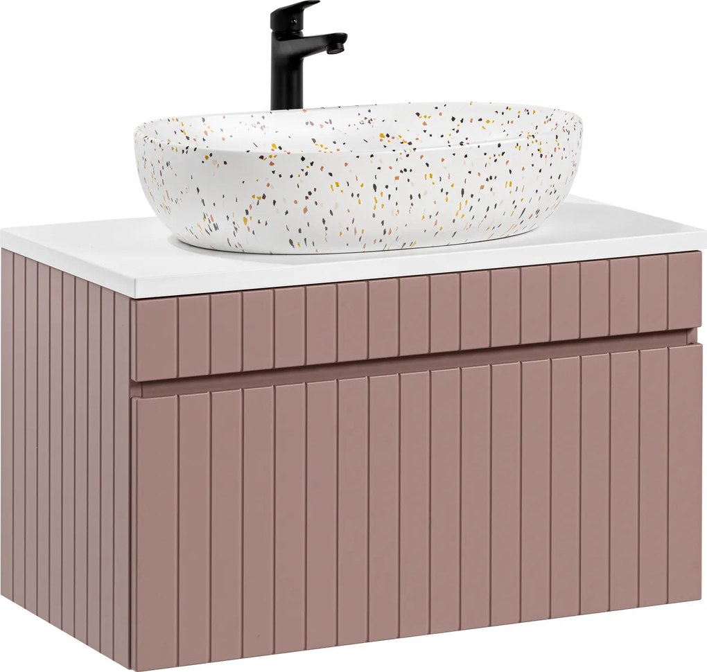 Comad Kúpeľňová skrinka s doskovým umývadlom Iconic Rose 80 antická ružová/biela