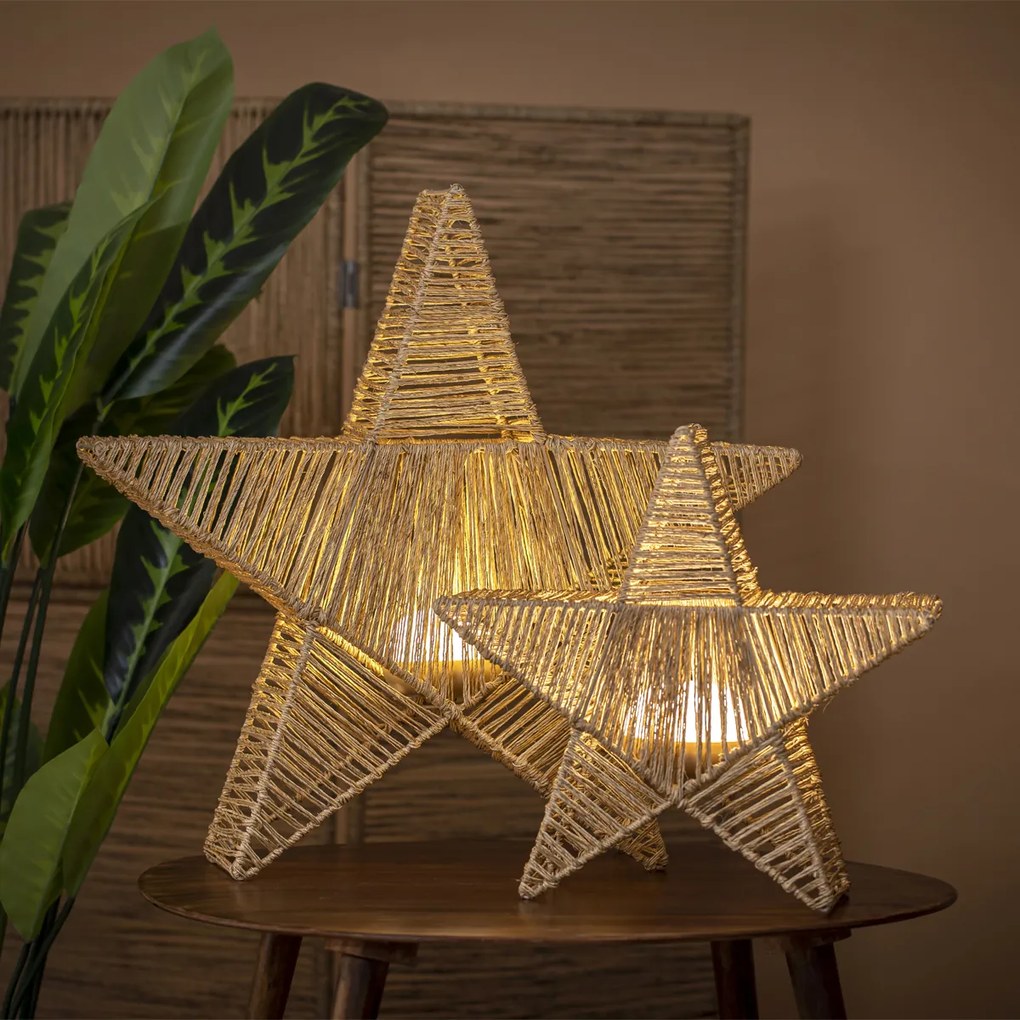 Vianočná stojacia lampa hnedá 40 cm vrátane LED IP54 nabíjateľná - Sisine