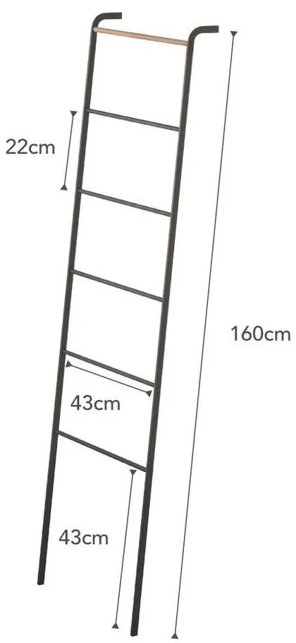Čierny dekoratívny rebrík s detailom z bukového dreva YAMAZAKI Tower Ladder