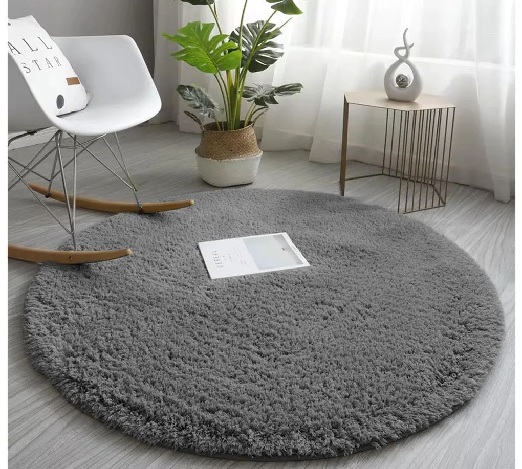 Tmavosivý okrúhly koberec Alpaka Rozmer: 90 cm