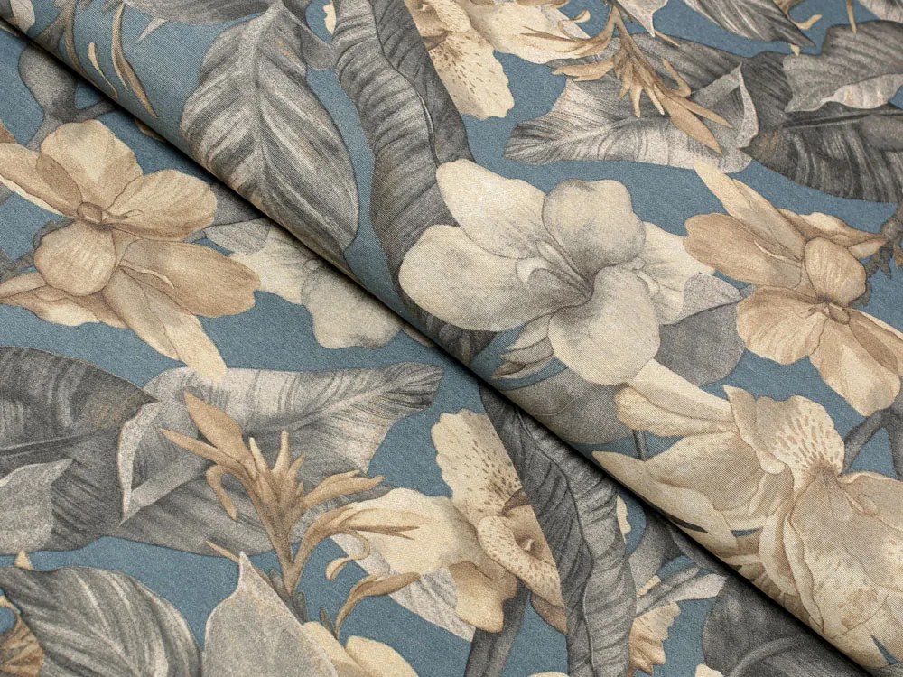 Biante Dekoračný oválny obrus Porto PRT-005 Kvety a listy na tmavo modrom 130x220 cm