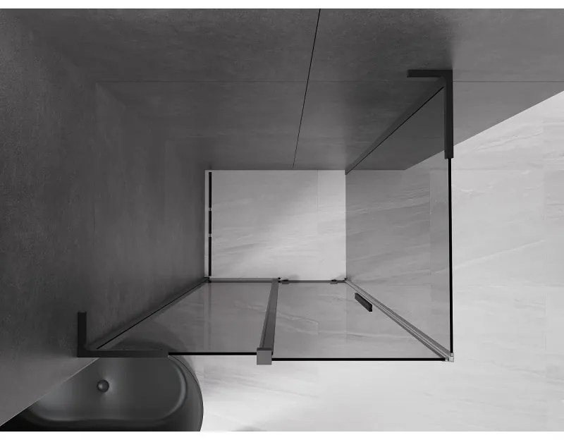 Mexen Velar L, sprchový kút s posuvnými dverami 120 x 70 cm, 8mm šedé sklo, čierna matná, 871-120-070-43-70