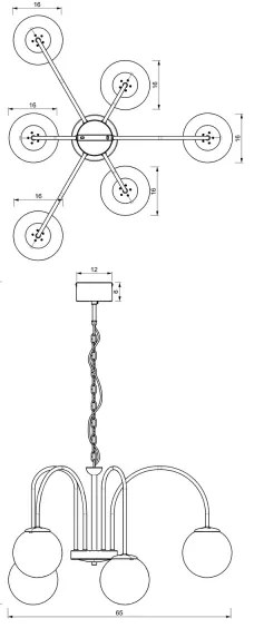 Luster na reťazi CAMBRIDGE 6xE14/60W/230V čierna