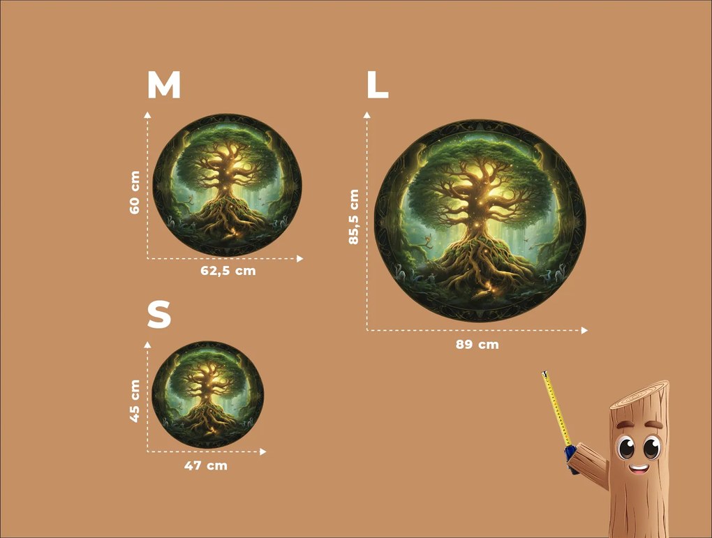 drevko | Okrúhly Strom života Yggdrasil 45 x 475 cm