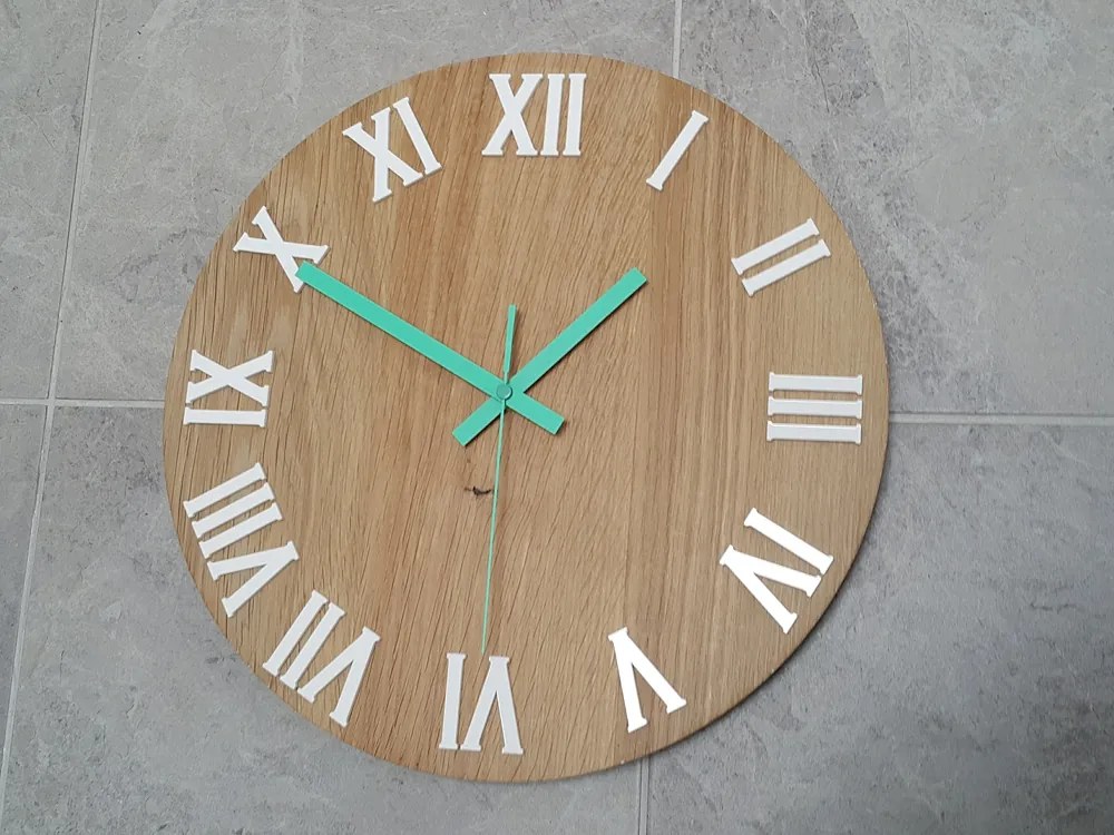 Nástenné hodiny Oak Number hnedé