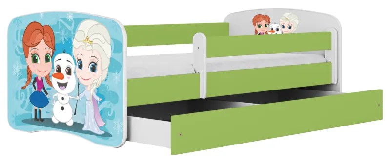 Detská posteľ Babydreams Snehové princezné zelená