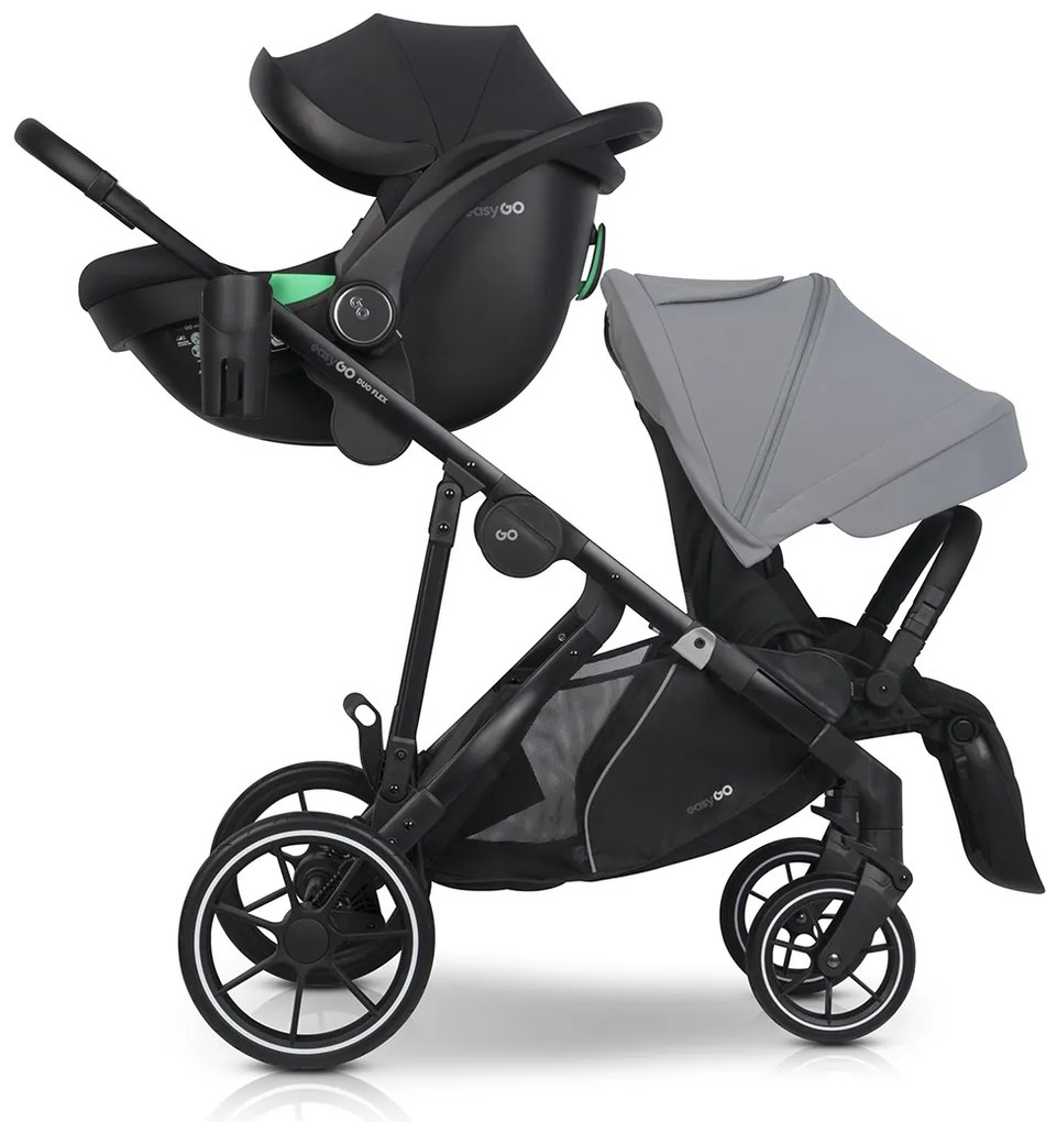 Súrodenecký kočík EasyGo Duoflex Cloudy Gray 2 športové časti