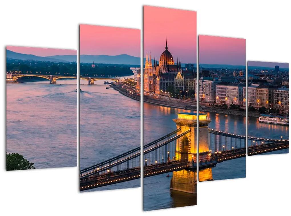 Obraz - Panorama mesta, Budapešť, Maďarsko (150x105 cm)