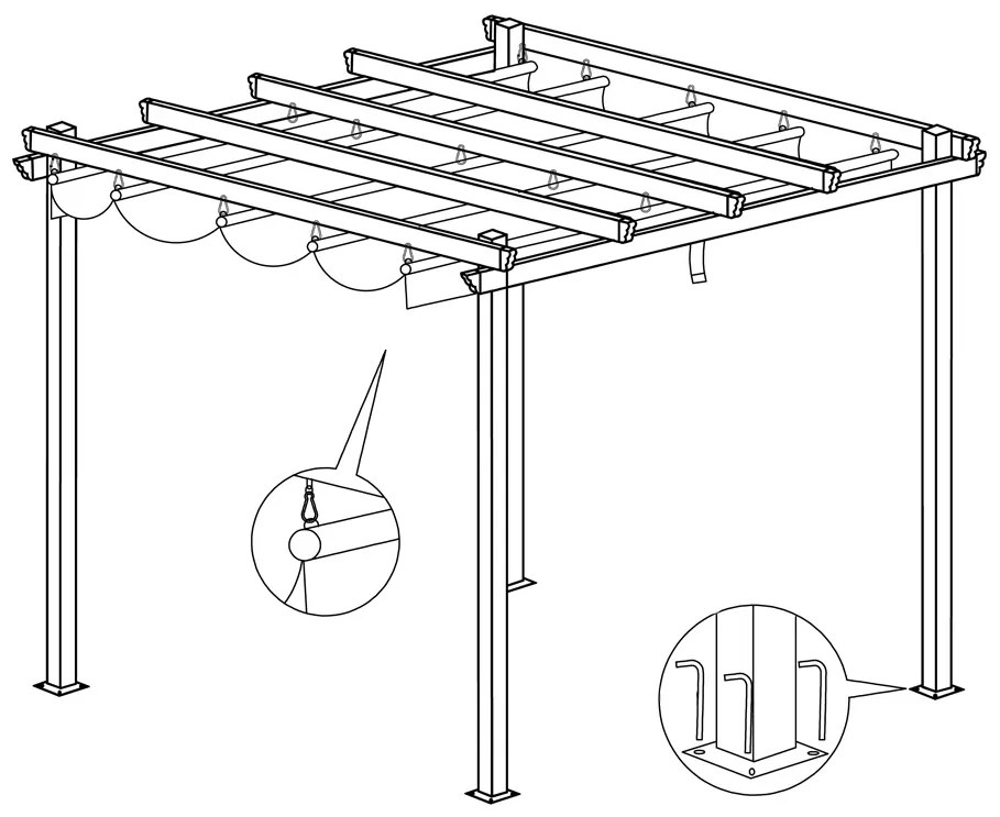 Jokomisiada Záhradná PERGOLA Para Sole ESTIVO 3x3x2,4m Vodotesná strecha SP0835