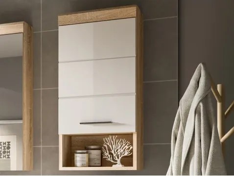 Nástenná kúpeľňová skrinka Lambada, dub sonoma/biela lesk%