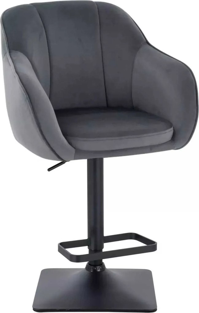 LuxuryForm DESIGN Barová stolička AVOLA VELUR na čiernej hranatej podstave - tmavo šedá