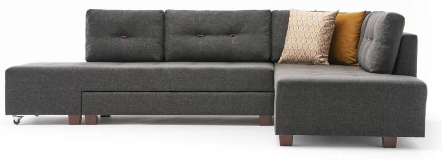 Tmavosivá rozkladacia rohová pohovka (pravý roh) Manama – Balcab Home