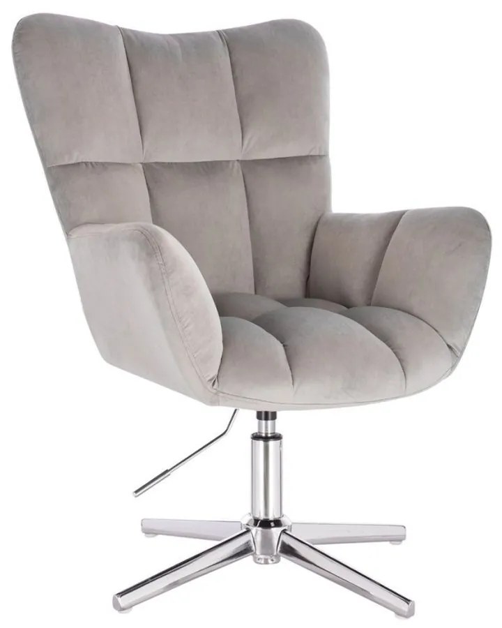 LuxuryForm DESIGN Kreslo AURORA VELUR na striebornom kríži - svetlo šedé