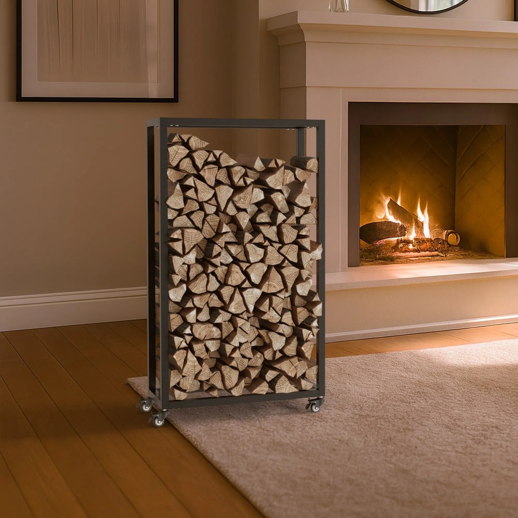 Stojan na drevo Hilta 25x60x100 cm - čierna