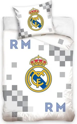 Carbotex Bavlnené obliečky Real Madrid Dados Grey, 140 x 200 cm, 70 x 90 cm