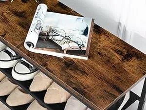 Botník s látkovými policemi Vasagle Elviro 75 cm černý/hnědý