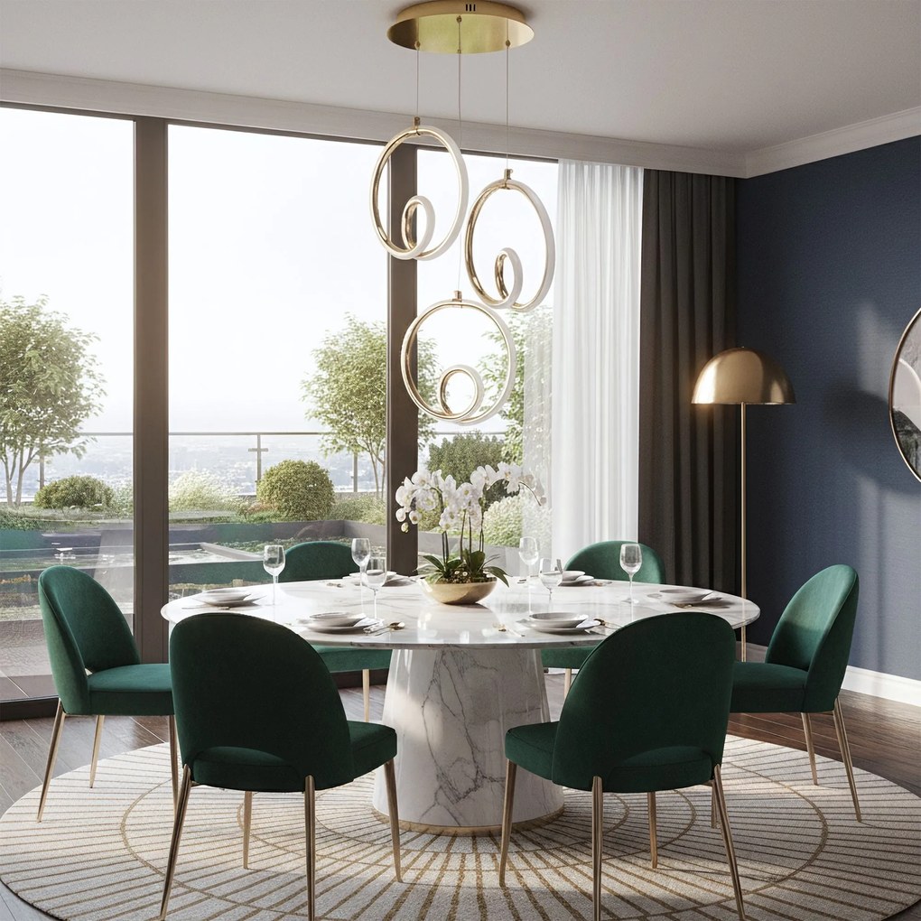 Toolight Toolight, LED závesné svietidlo 32W, 3000K, 2500lm, LHJ095-3CP, biela-zlatá lesklá, OSW-50068