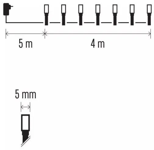 EMOS LED vianočný reťaz 4m, vonkajšie aj vnútorné multicolor, časovač D4AM01