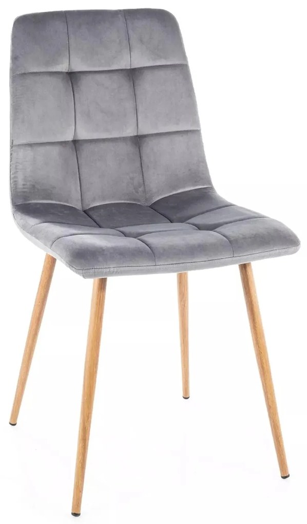 Sametová jídelní židle Mila D šedá/dub