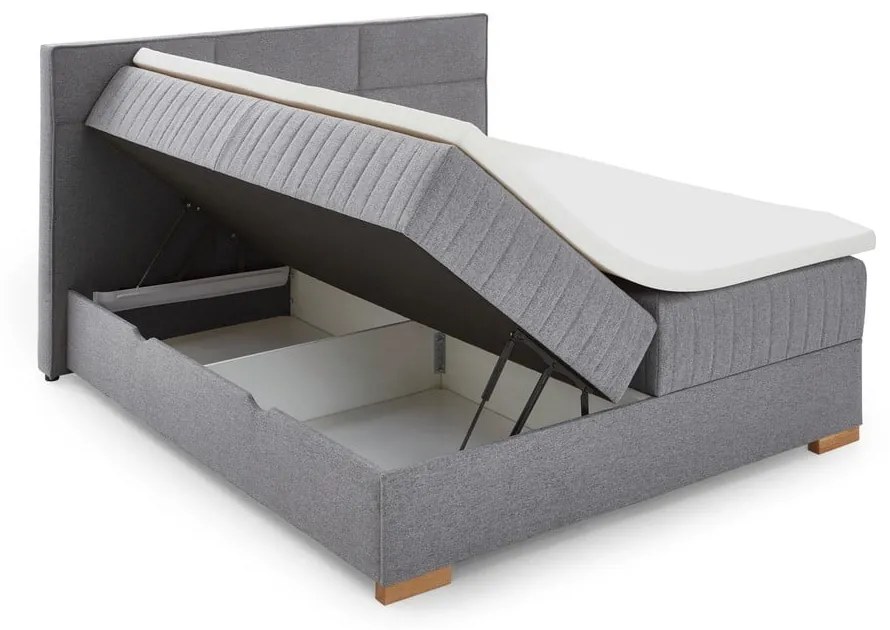 Sivá boxspring posteľ s úložným priestorom 160x200 cm Tambo – Meise Möbel