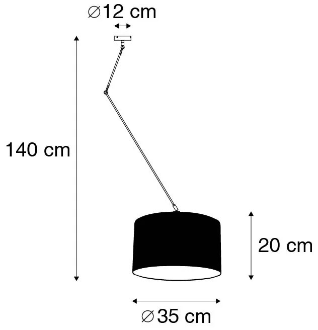 Závesné svietidlo čierne s tienidlom 35 cm svetlo modré nastaviteľné - Blitz