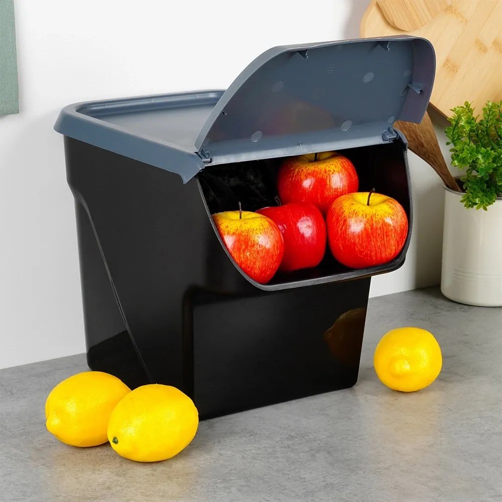 VILDE Úložný box na zemiaky a cibuľu s vetraním, VEGBOX sivý (14l - 5-8kg zemiakov)