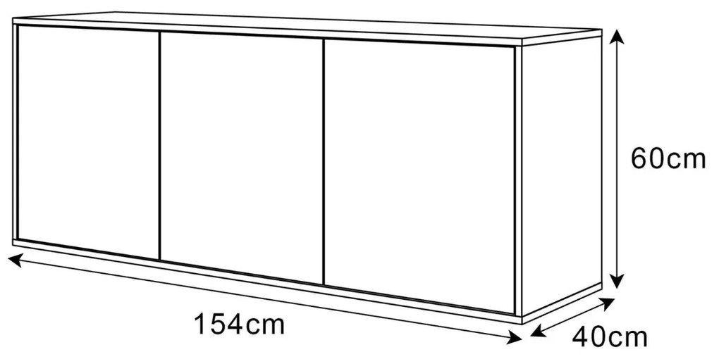 KOMODA ALWIN BIELA VYSOKÝ LESK 153cm ZÁVESNÁ