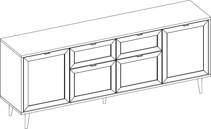 Široká komoda so zásuvkami Bali, dub sonoma/výplet