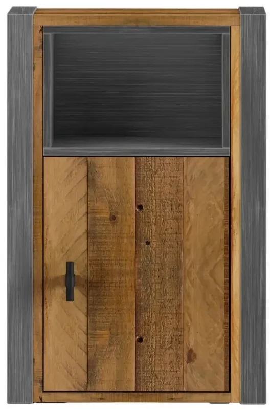 furniture-nabytek.cz - Masívna nástenná skrinka Detroit z recyklovanej borovice a kovu, lakovaná, hnedá – 40×20×60 cm
