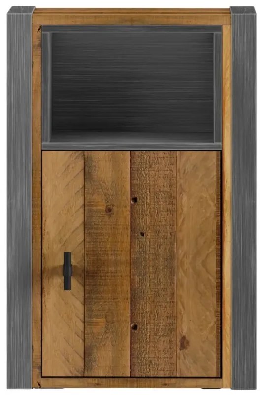 furniture-nabytek.cz - Masivní nástěnná skříňka Detroit z recyklované borovice a kovu, lakovaná, hnědá – 40×20×60 cm