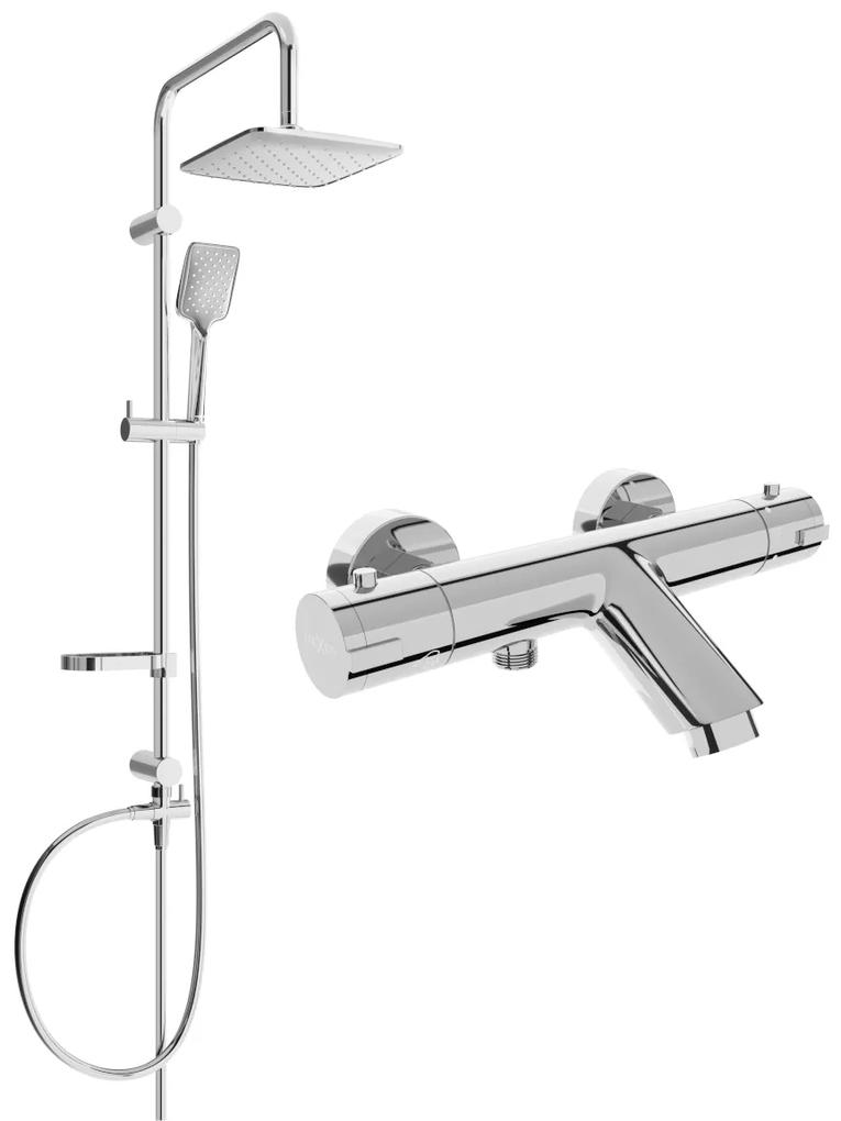 Mexen Sven, sprchový set s dažďovou sprchou a KAI termostatickou vaňovou batériou, chrómová, 77300262-00