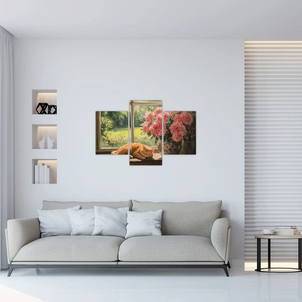 Obraz - Mačka na okne (90x60 cm)