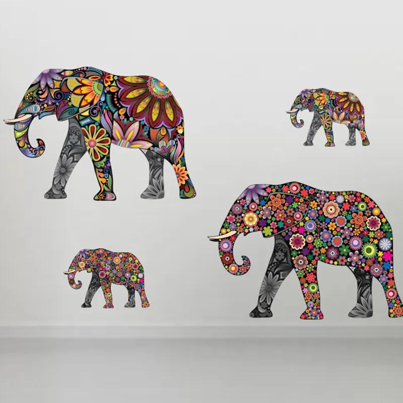 Samolepka na stenu "Farebné slony" 70x60 cm