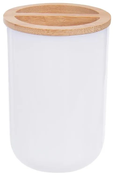 Orion Kozmetický kelímok a držiak na kefky alebo štetce, biely, s bambusom WHITNEY