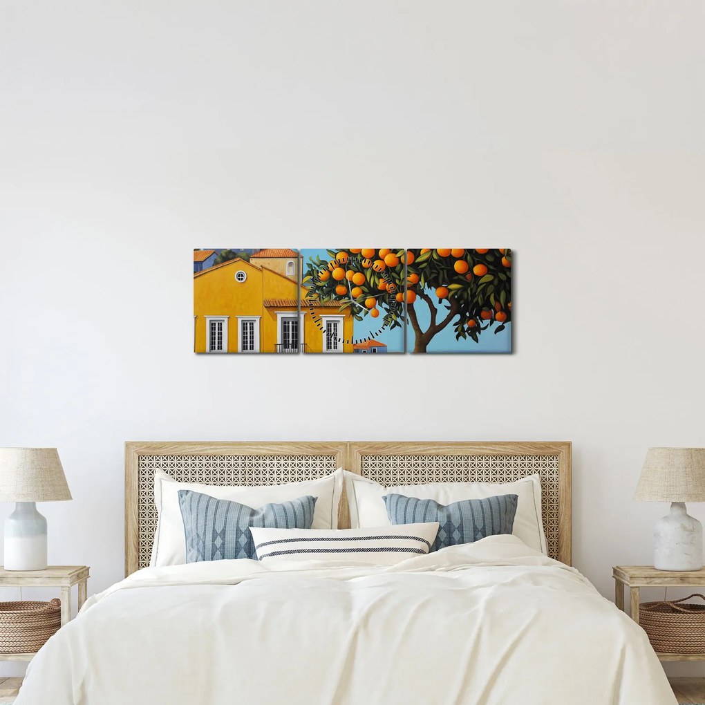 Obraz - Pomarančovník (s hodinami) (90x30 cm)
