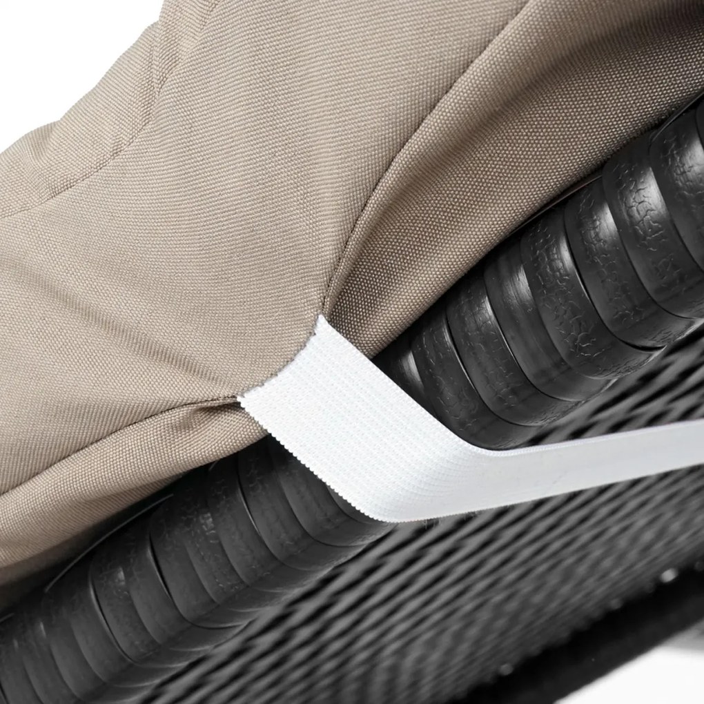 Záhradné lehátko HWC-A51 - polyratan, krémové vankúše basic 5cm - antracit