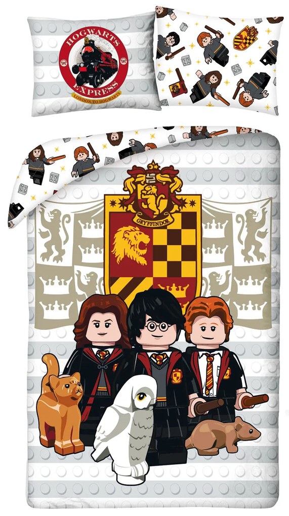 DETSKÉ POSTEĽNÉ OBLIEČKY LEGO HARRY POTTER 140X200 CM, 1KS 70X90 CM VZOROVANÉ