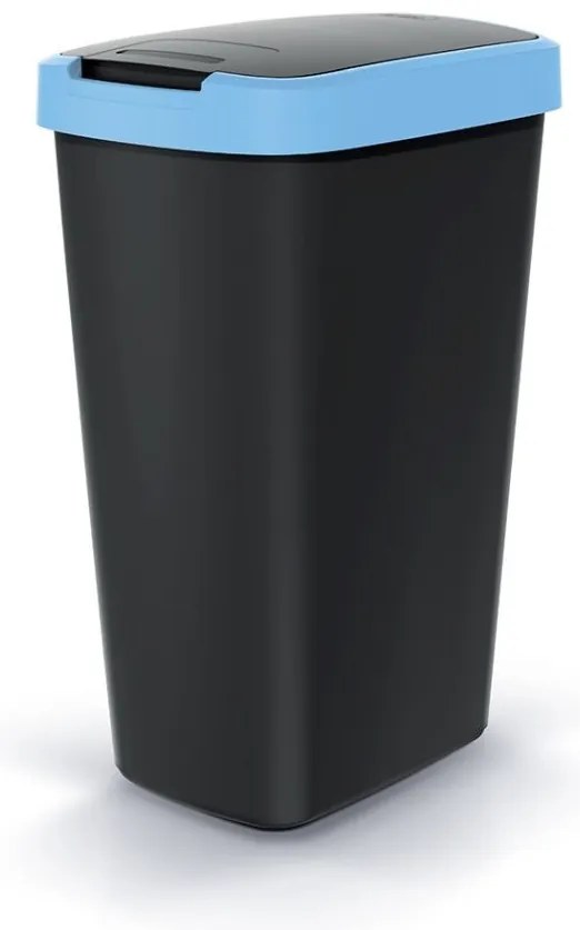 Odpadkový kôš s farebným vekom, 45 l, modrá / čierna